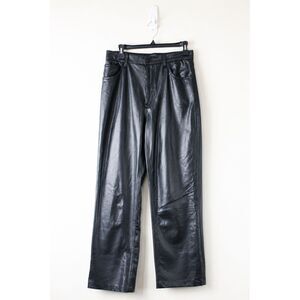 Abercrombie The 90s Straight Vegan Leather Pants Black Size 29 8 High Rise‎